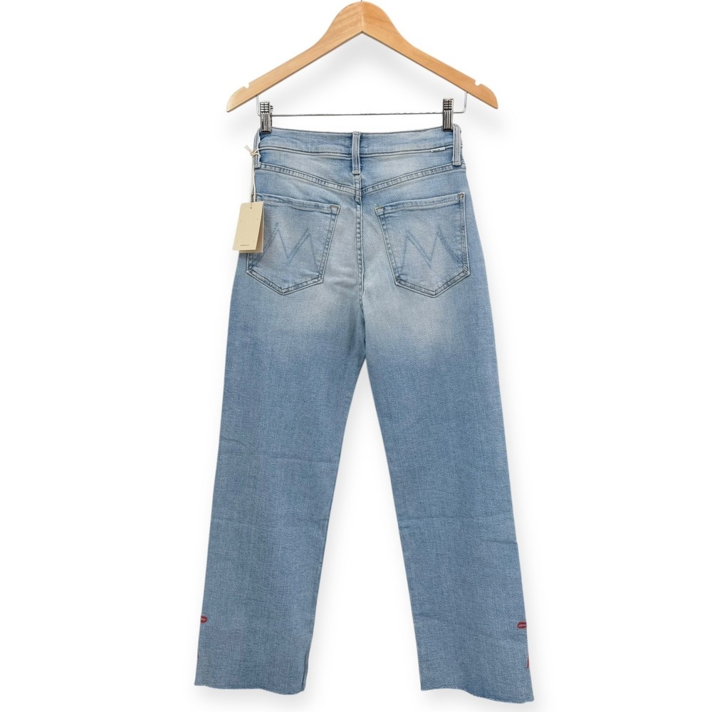 NWT Mother The Rambler Slice Hover Fray Bow Ankle Wide Leg Jeans $288 - Size 24 - Picture 11 of 13